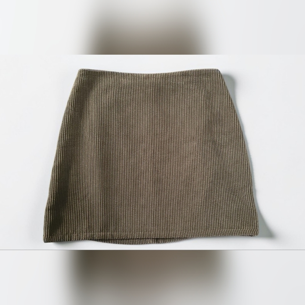 Vintage Havana Green Corduroy Mini Skirt | Boho Festival Western | Size Medium